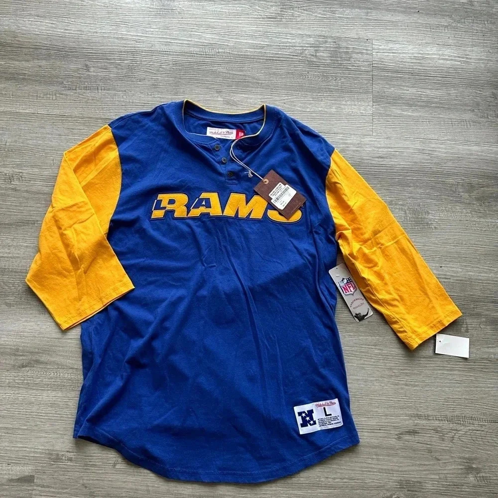 Rams NLF 3 quarter shirt Sz L spots fans